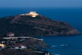 Cape Sounion, Poseidon's temple, Attica, Greece, twilight time Royalty Free Stock Photo